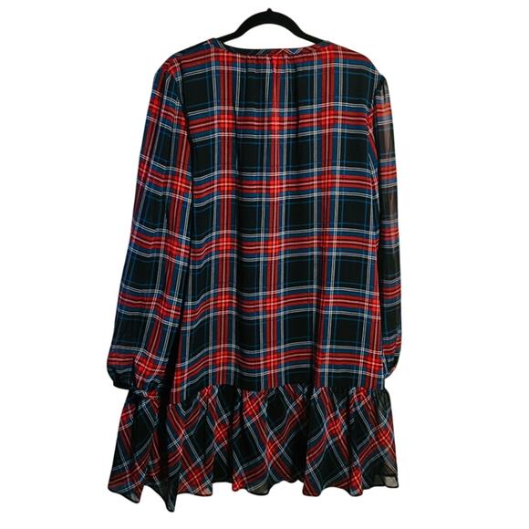 Draper James Red and Green Plaid Dress – Size XXL – Holiday Bow & Ruffle Detail - Picture 3 of 7